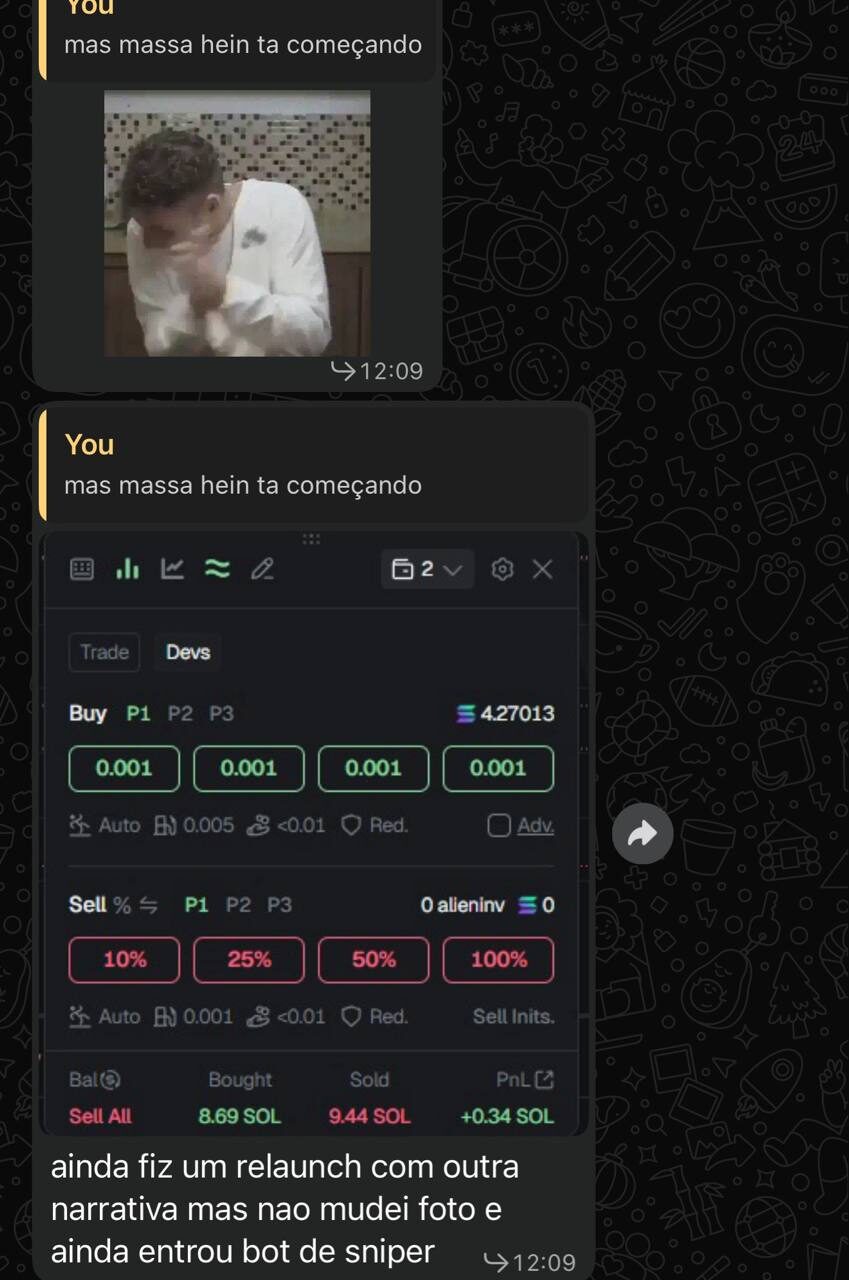 Aluno fez +0.34 SOL com snipe após relaunch