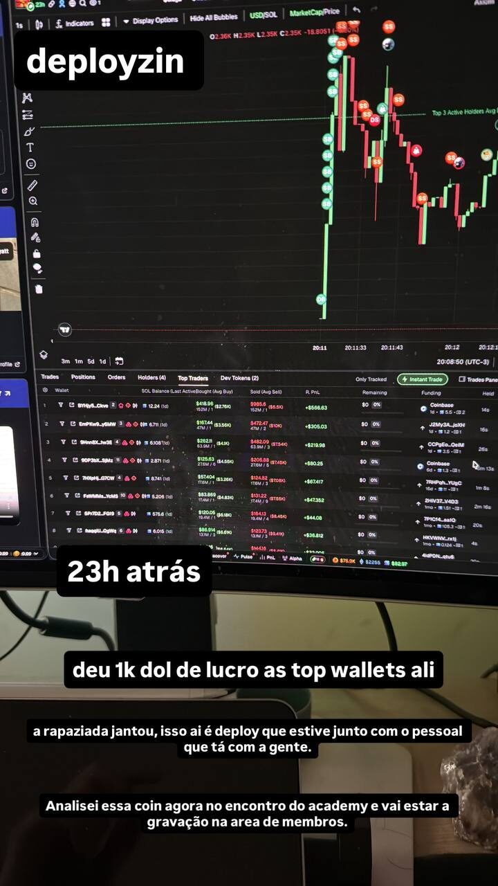 Deploy seguindo top wallets - US$ 1.000 em 23h